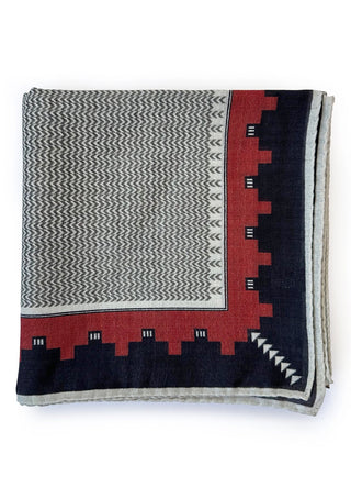 Gray Navy Pueblo Wool Silk Scarf