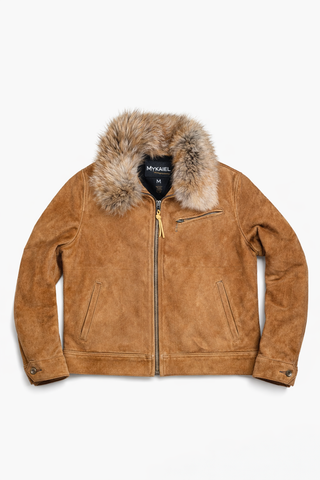 Vintaged Suede Jacket With Removable Coyote Collar